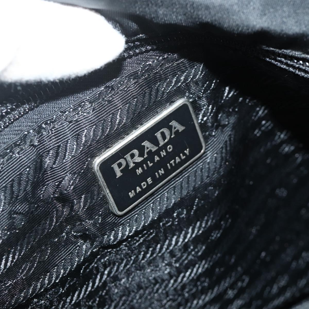 PRADA Hand Bag Nylon Black Silver Auth bs34642