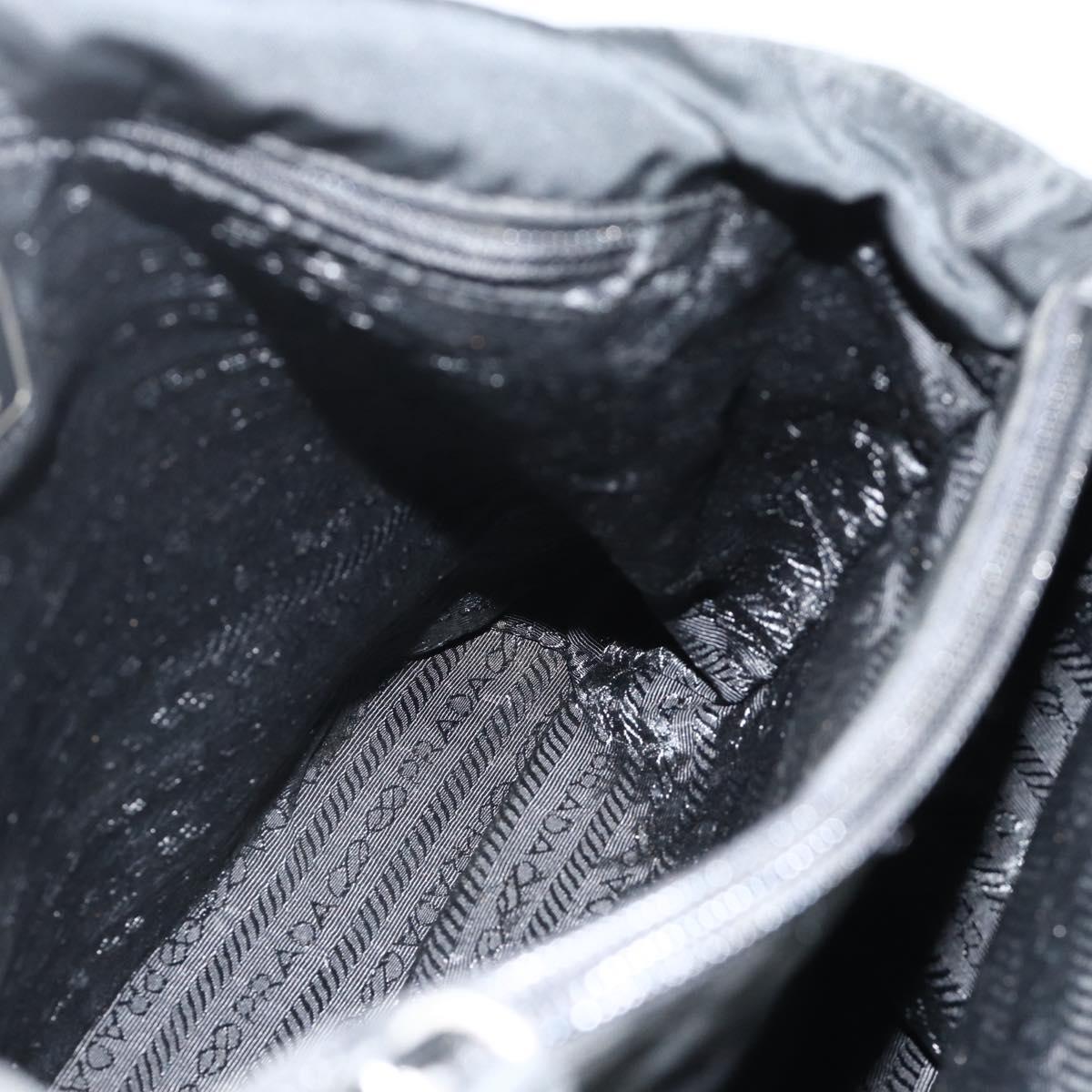PRADA Hand Bag Nylon Black Silver Auth bs34642