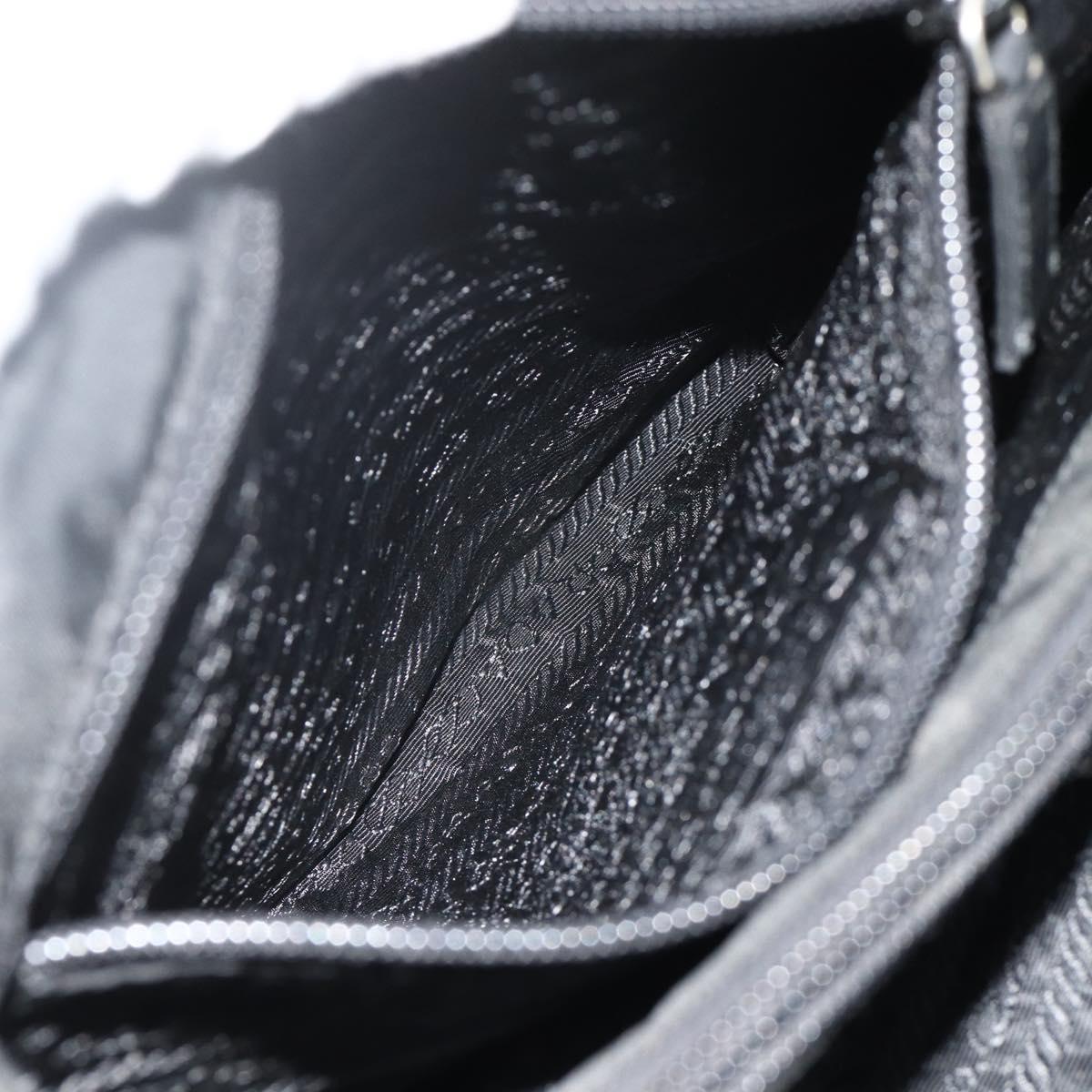 PRADA Hand Bag Nylon Black Silver Auth bs34642