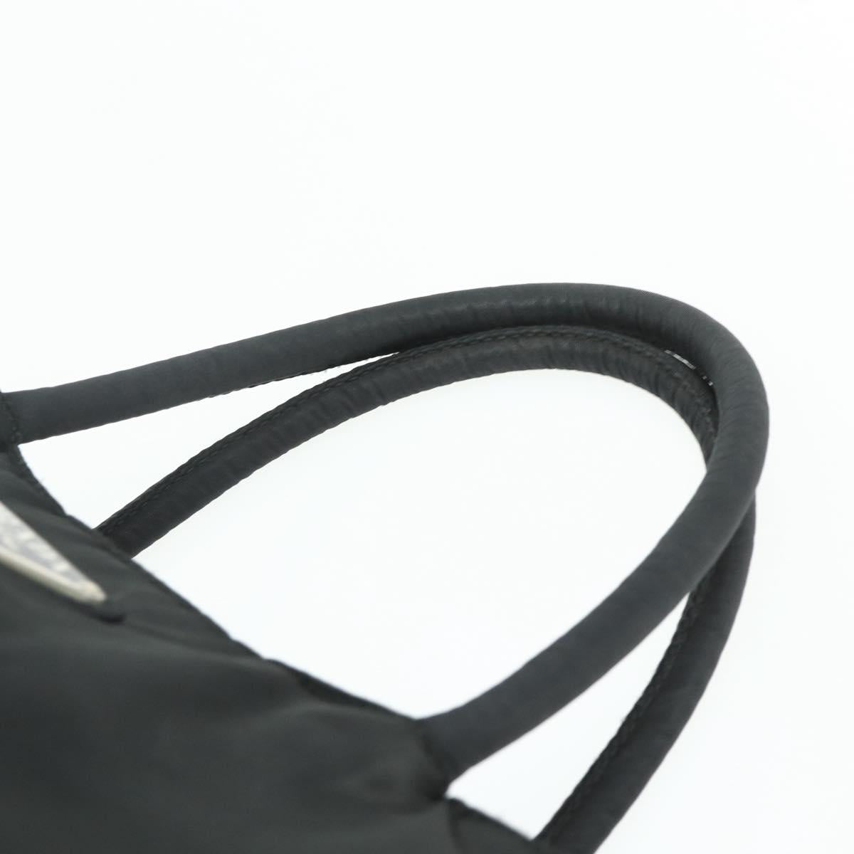PRADA Hand Bag Nylon Black Silver Auth bs34642