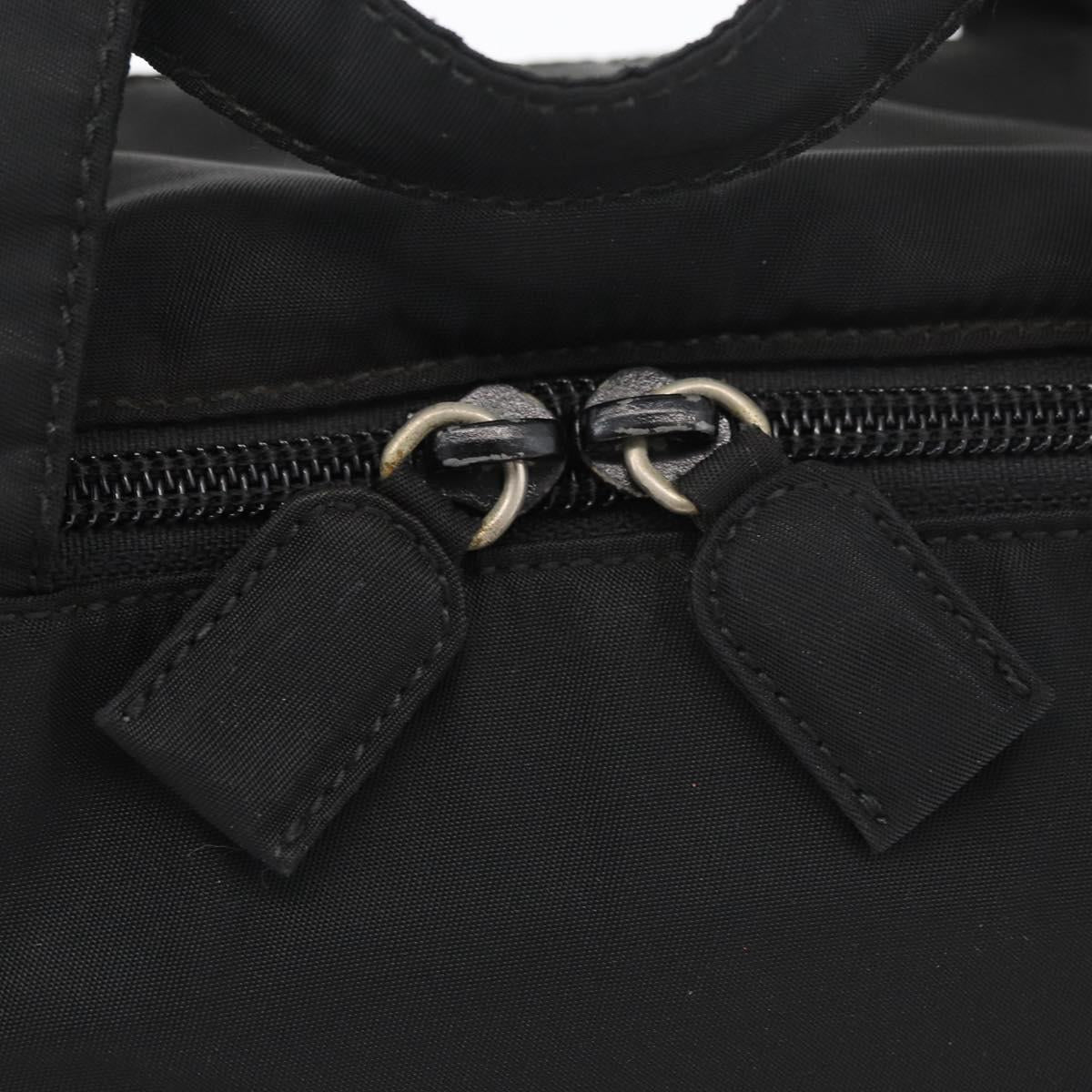 PRADA Hand Bag Nylon Black Silver Auth bs34643A