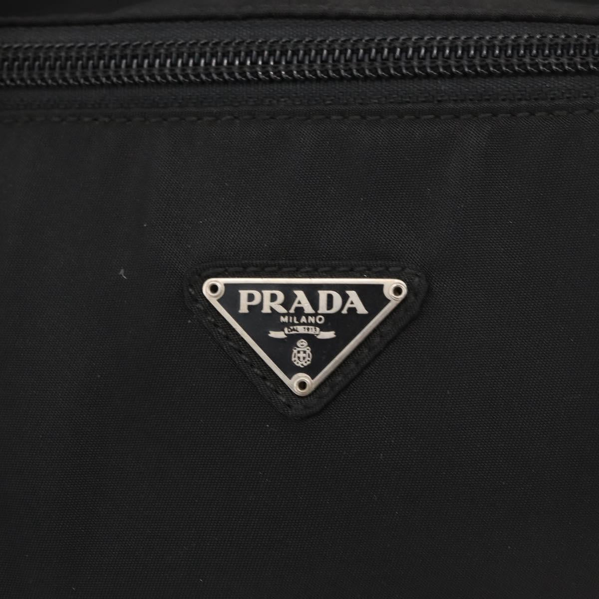 PRADA Hand Bag Nylon Black Silver Auth bs34643A