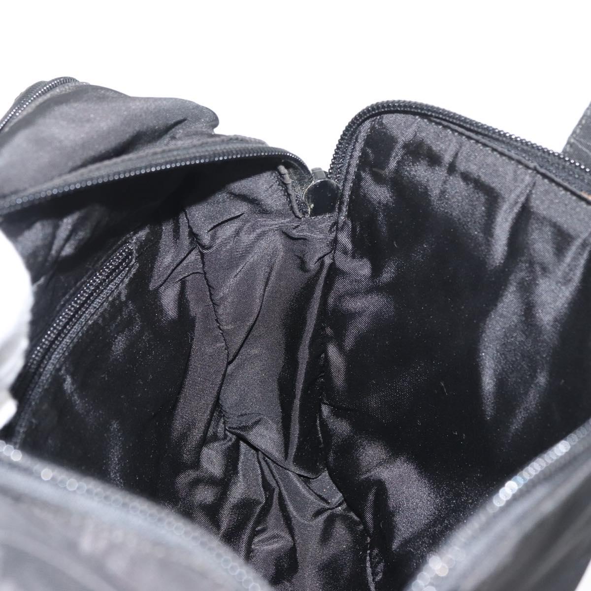 PRADA Hand Bag Nylon Black Silver Auth bs34643A