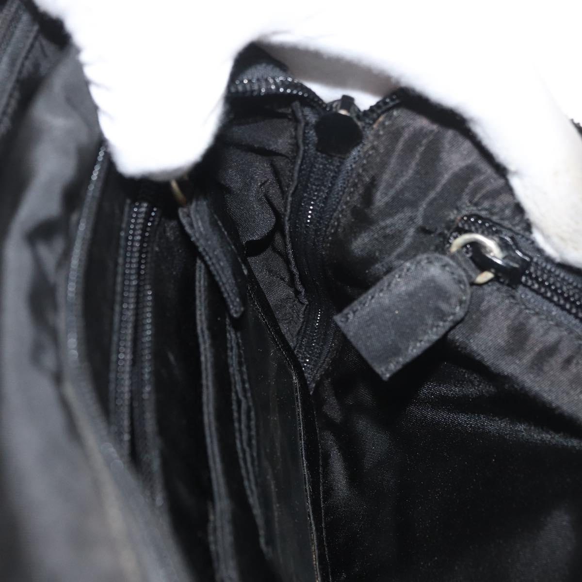 PRADA Hand Bag Nylon Black Silver Auth bs34643A