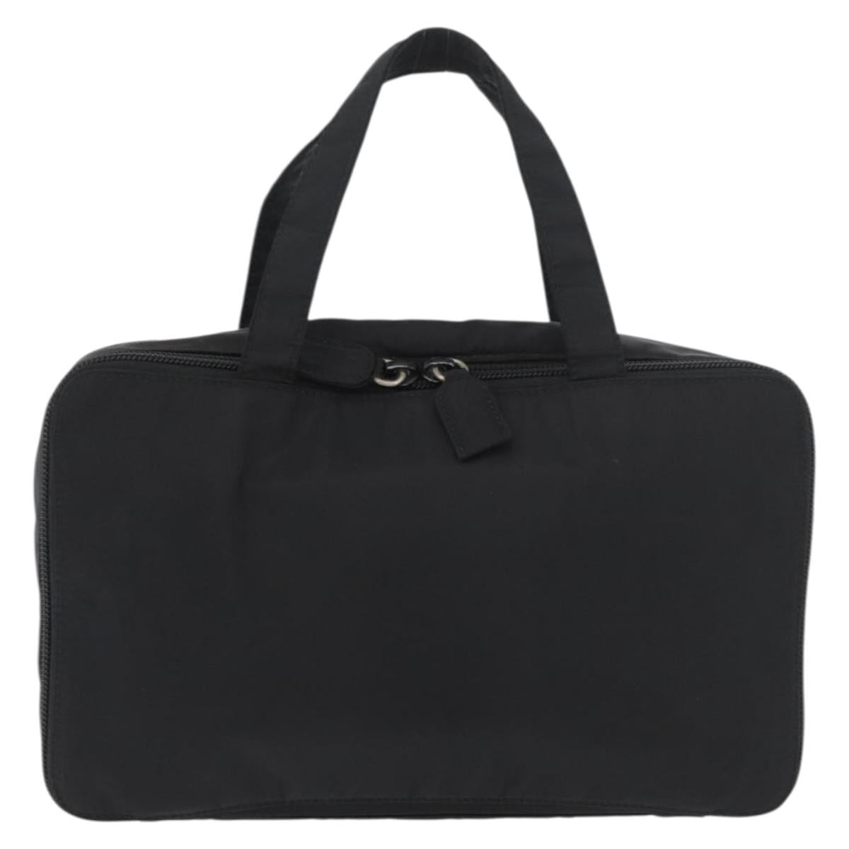 PRADA Hand Bag Nylon Black Silver Auth bs34643A