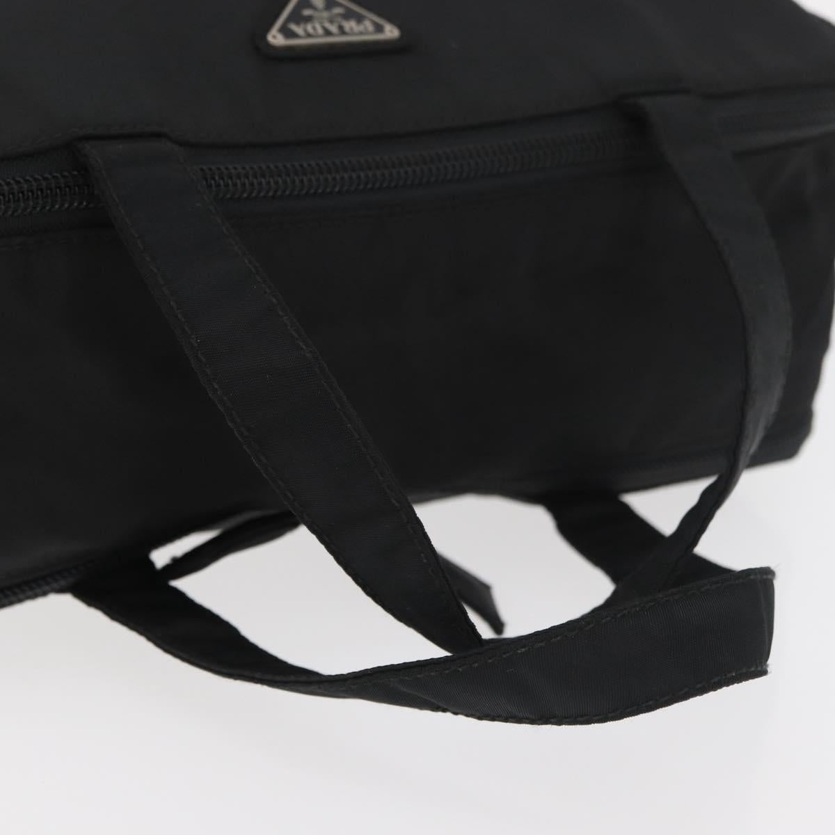 PRADA Hand Bag Nylon Black Silver Auth bs34643A