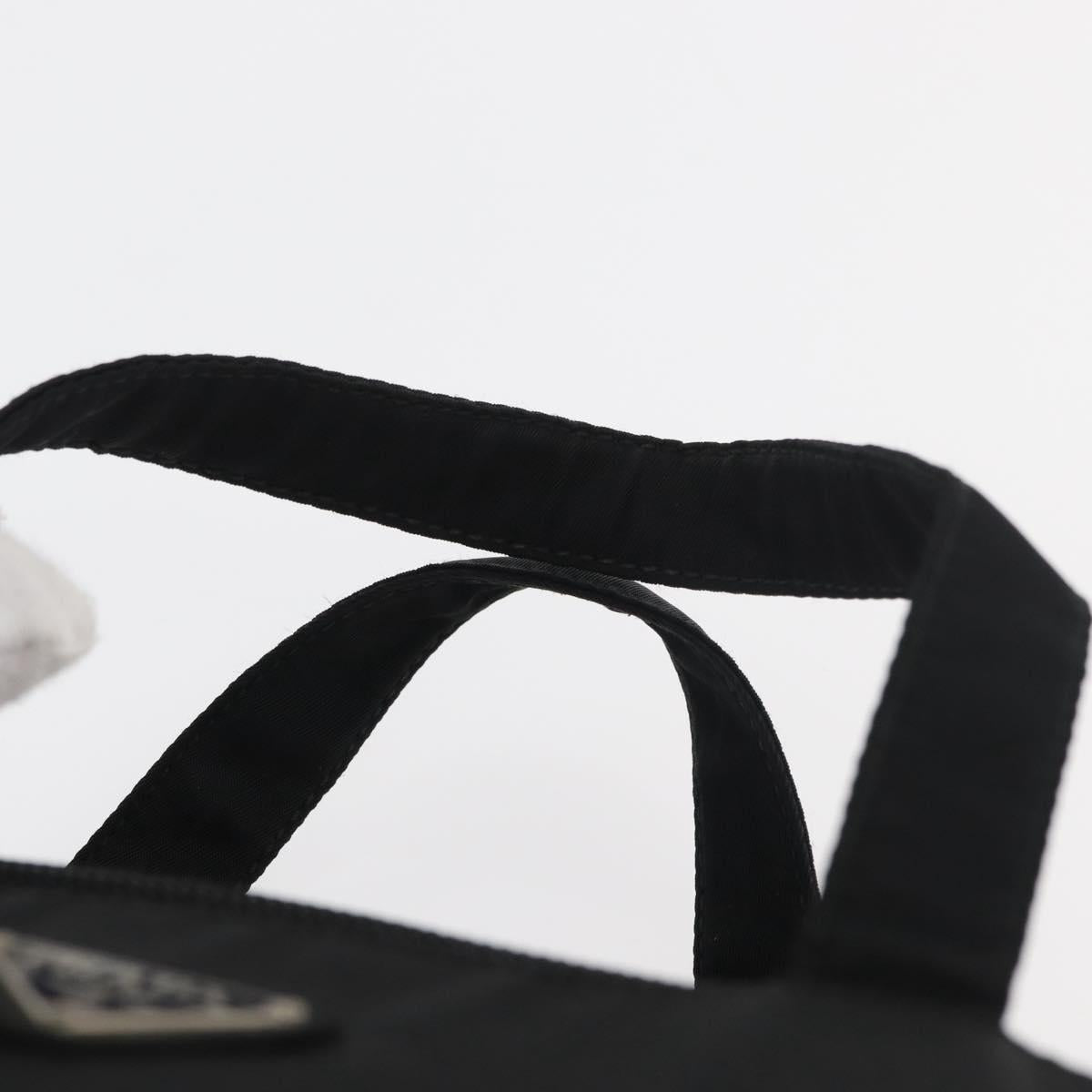 PRADA Hand Bag Nylon Black Silver Auth bs34643A