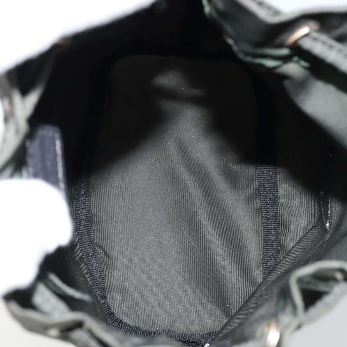 PRADA Drawstring Pouch Nylon Khaki Silver Auth bs34644