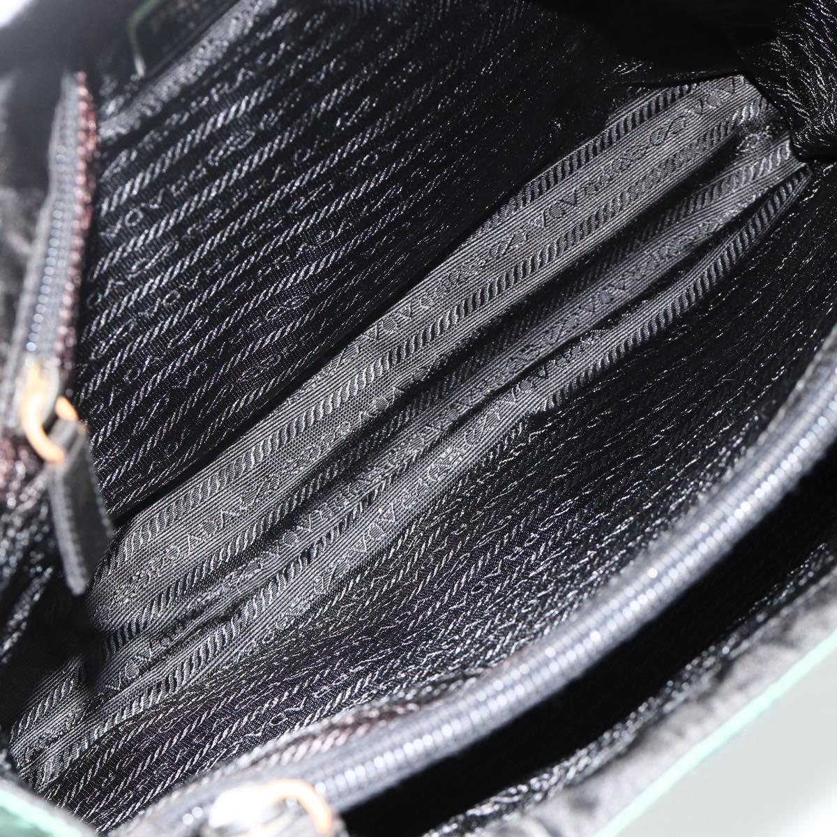 PRADA Chain Tote Bag Nylon Green Silver Auth bs34645