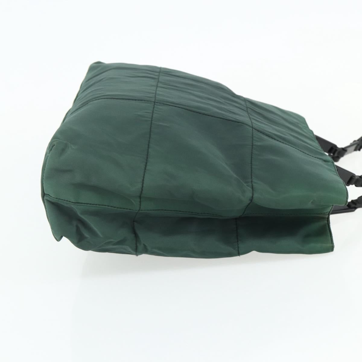 PRADA Chain Tote Bag Nylon Green Silver Auth bs34645