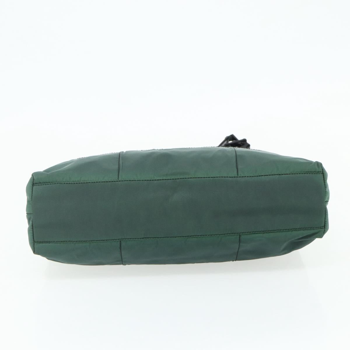 PRADA Chain Tote Bag Nylon Green Silver Auth bs34645