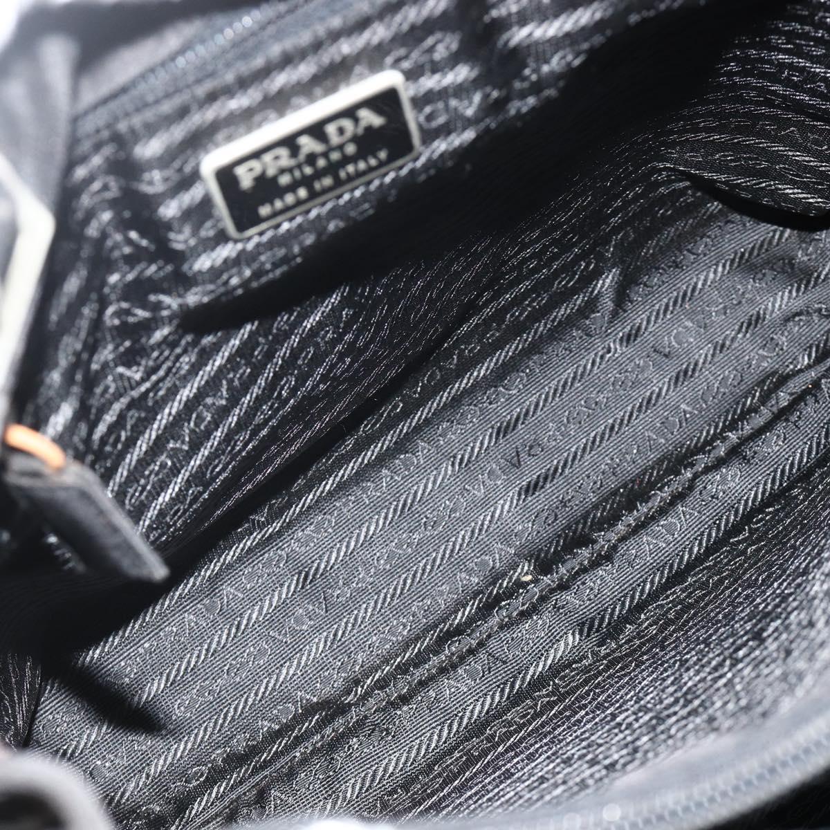 PRADA Tote Bag Nylon Black Silver Auth bs34646