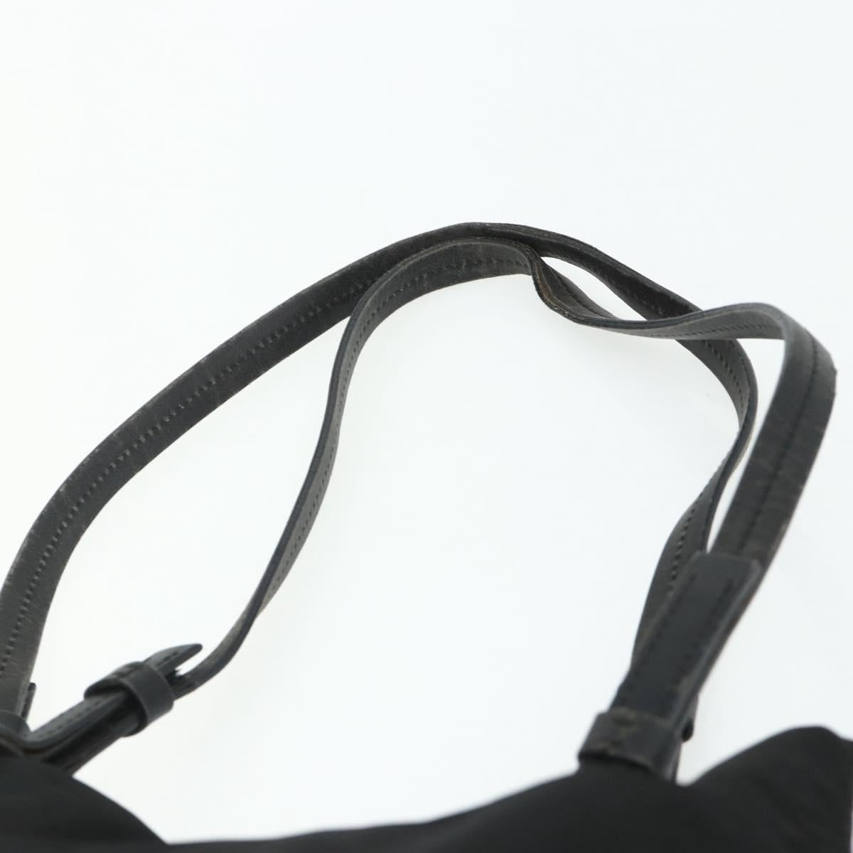 PRADA Tote Bag Nylon Black Silver Auth bs34646