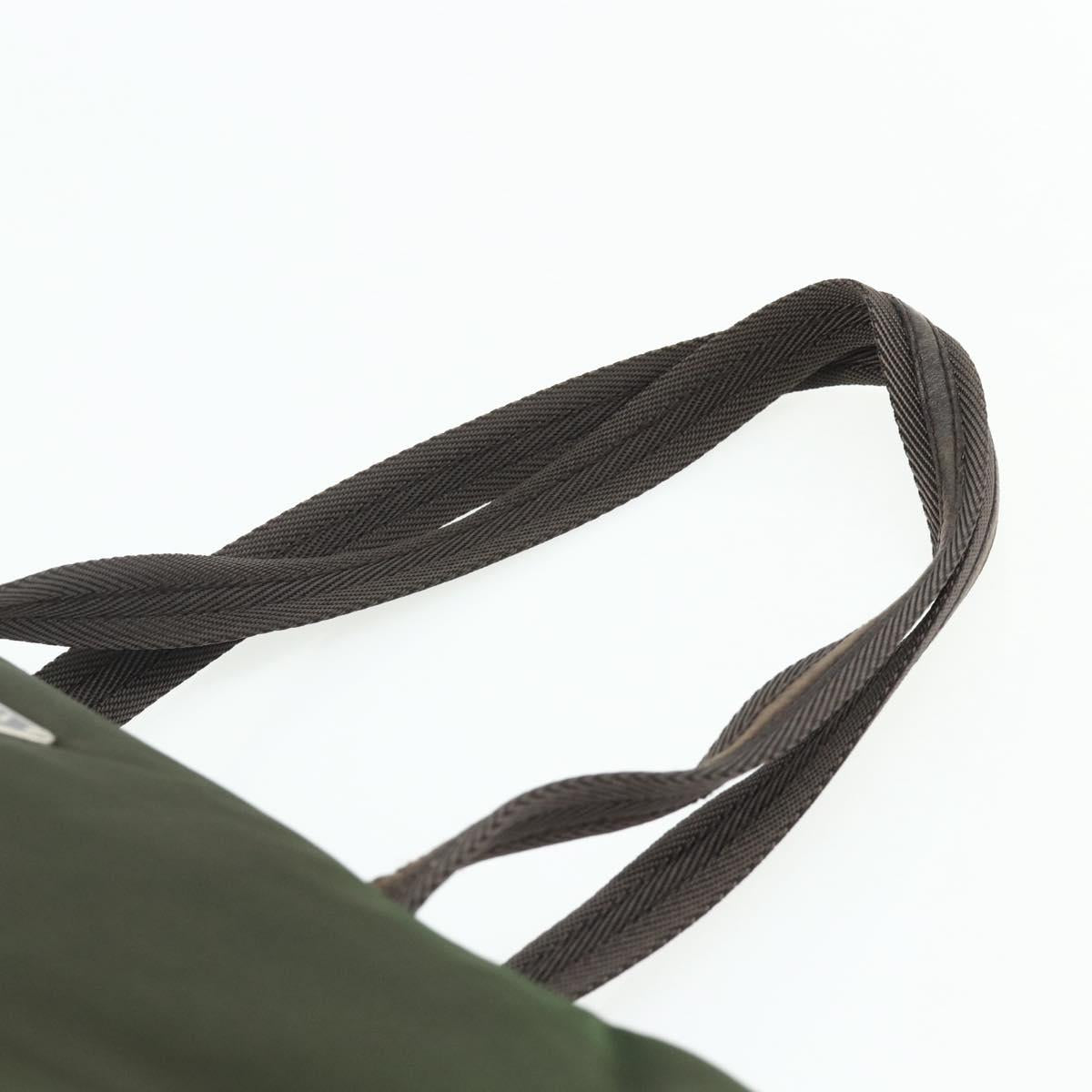 PRADA Tote Bag Nylon Khaki Silver Auth bs34647