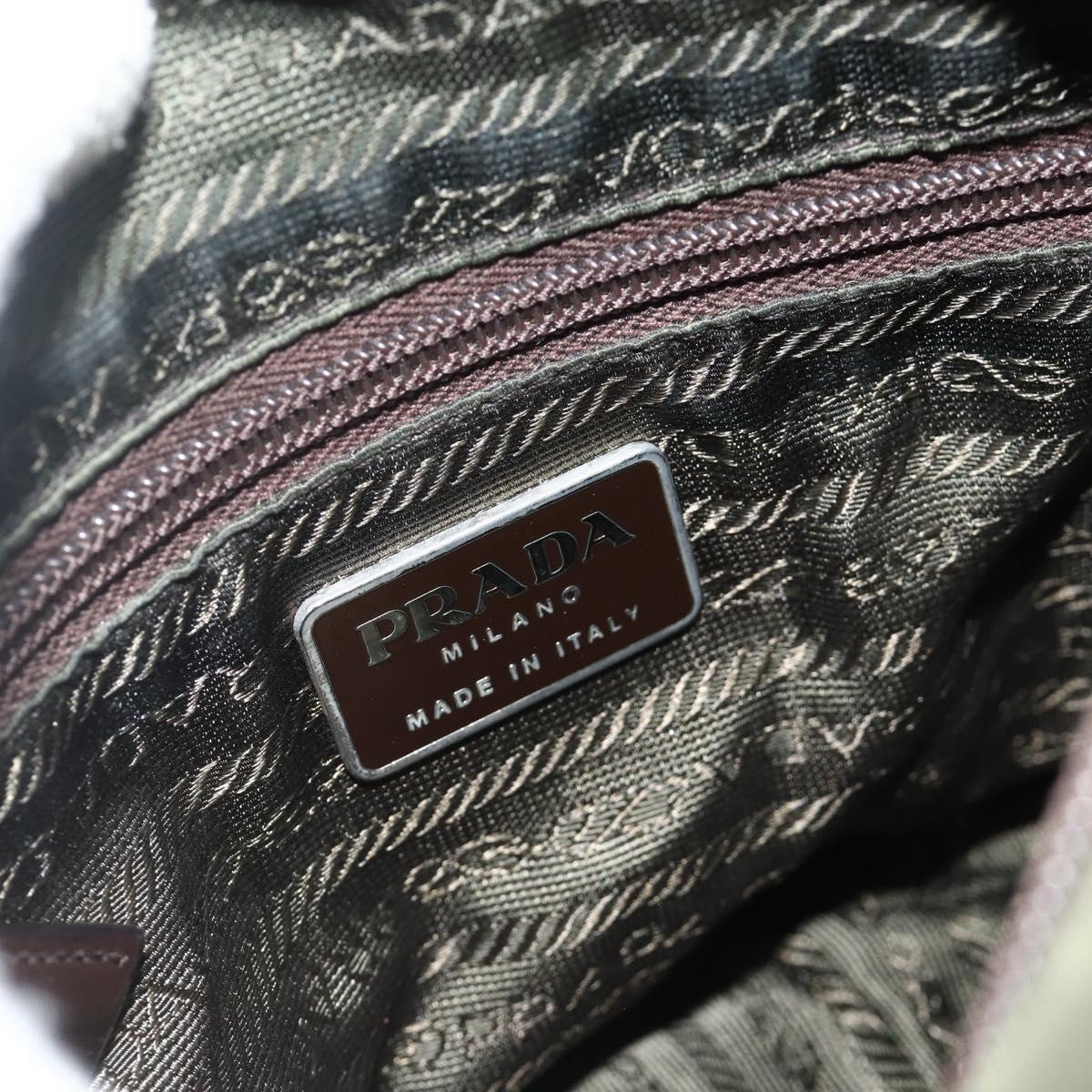 PRADA Shoulder Bag Nylon Khaki Silver Auth bs34648