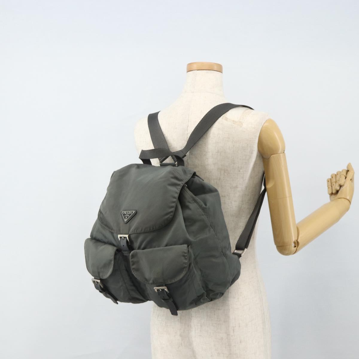 PRADA Backpack Nylon Gray Silver Auth bs34650