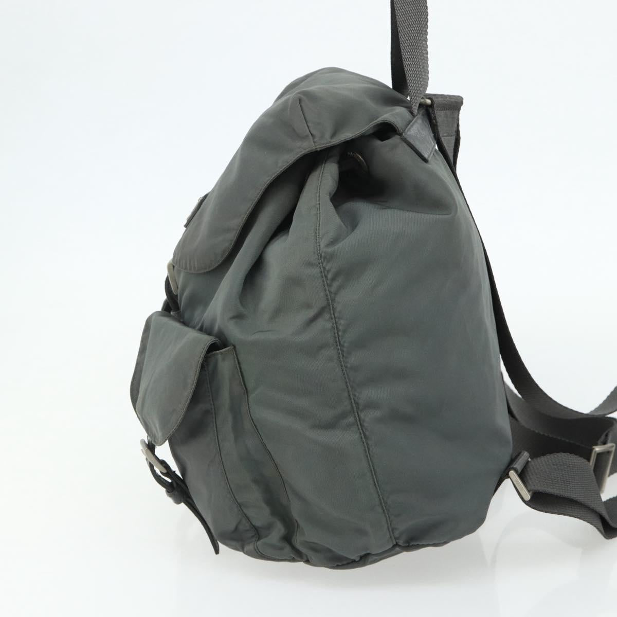 PRADA Backpack Nylon Gray Silver Auth bs34650