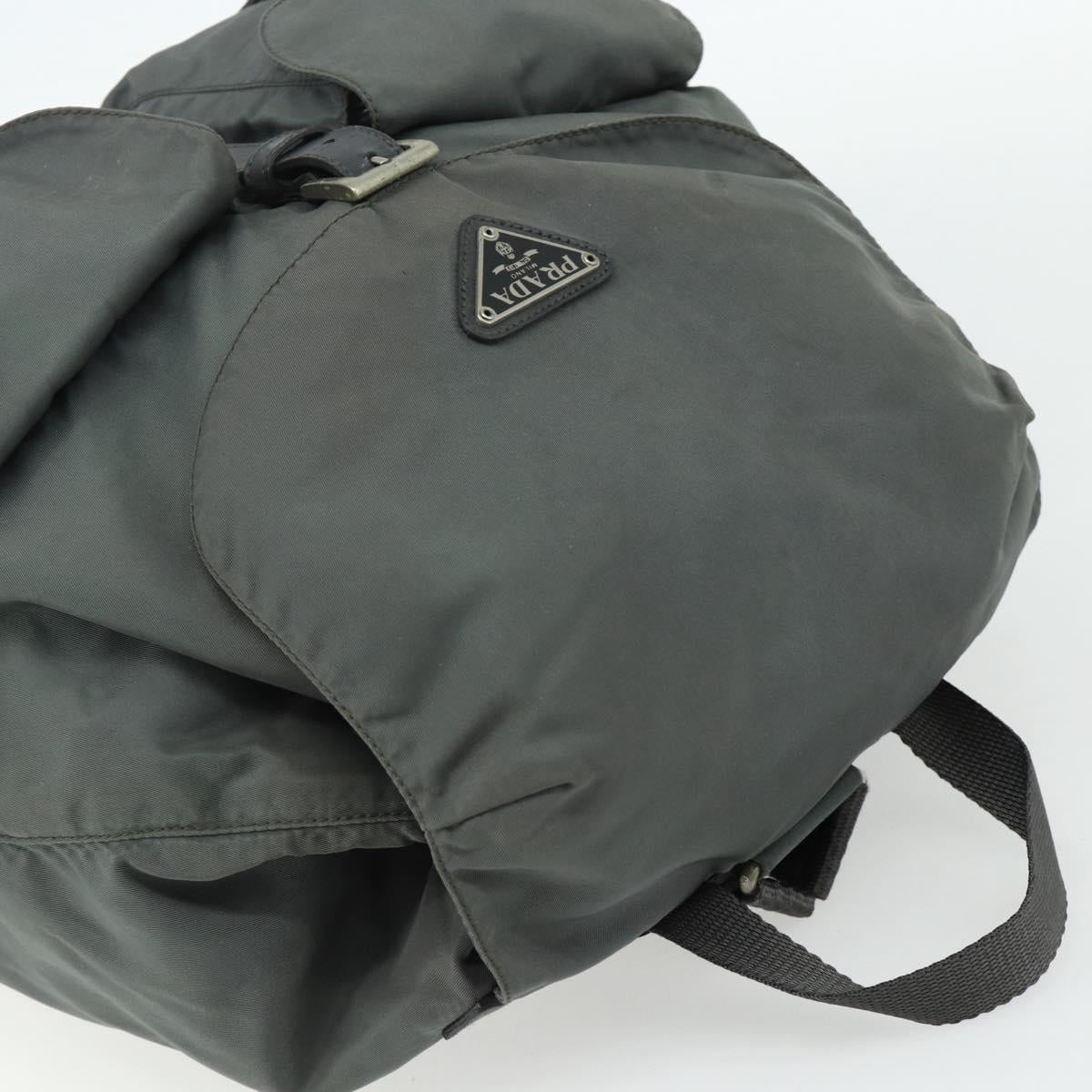 PRADA Backpack Nylon Gray Silver Auth bs34650