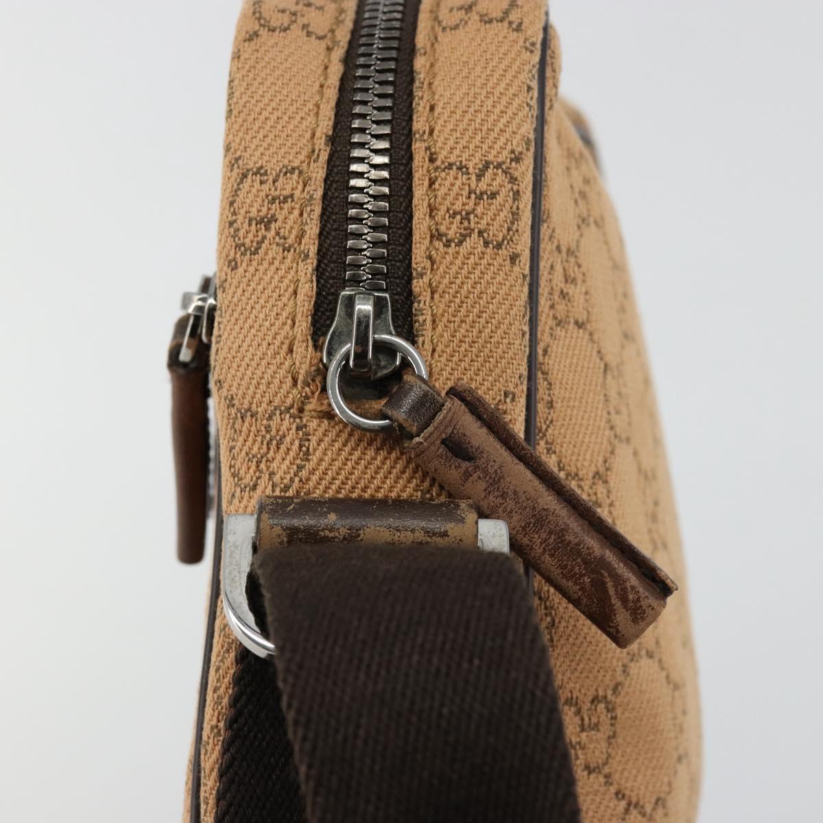 GUCCI GG Canvas Shoulder Bag Beige Silver 101680 Auth bs34651