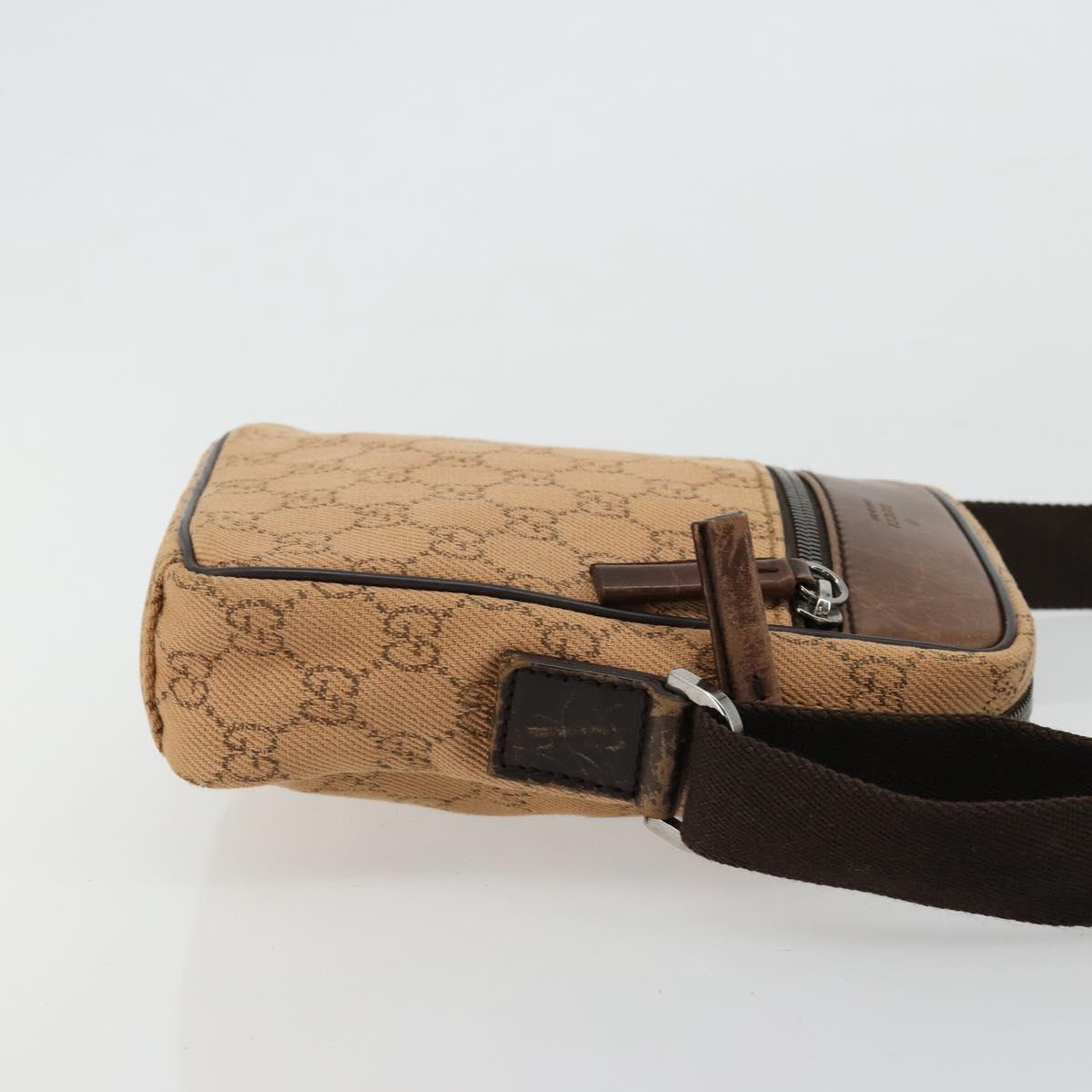 GUCCI GG Canvas Shoulder Bag Beige Silver 101680 Auth bs34651