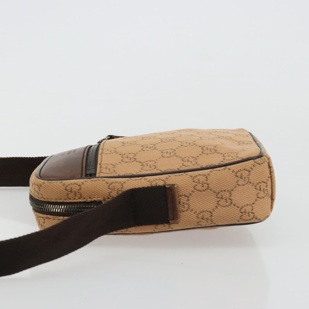 GUCCI GG Canvas Shoulder Bag Beige Silver 101680 Auth bs34651