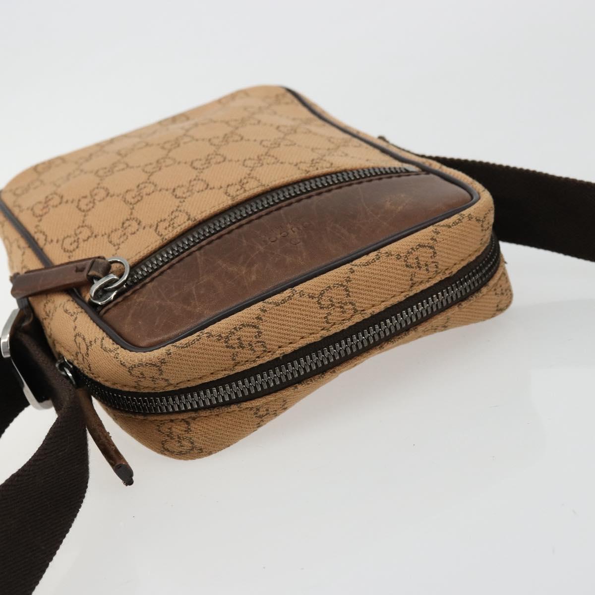 GUCCI GG Canvas Shoulder Bag Beige Silver 101680 Auth bs34651