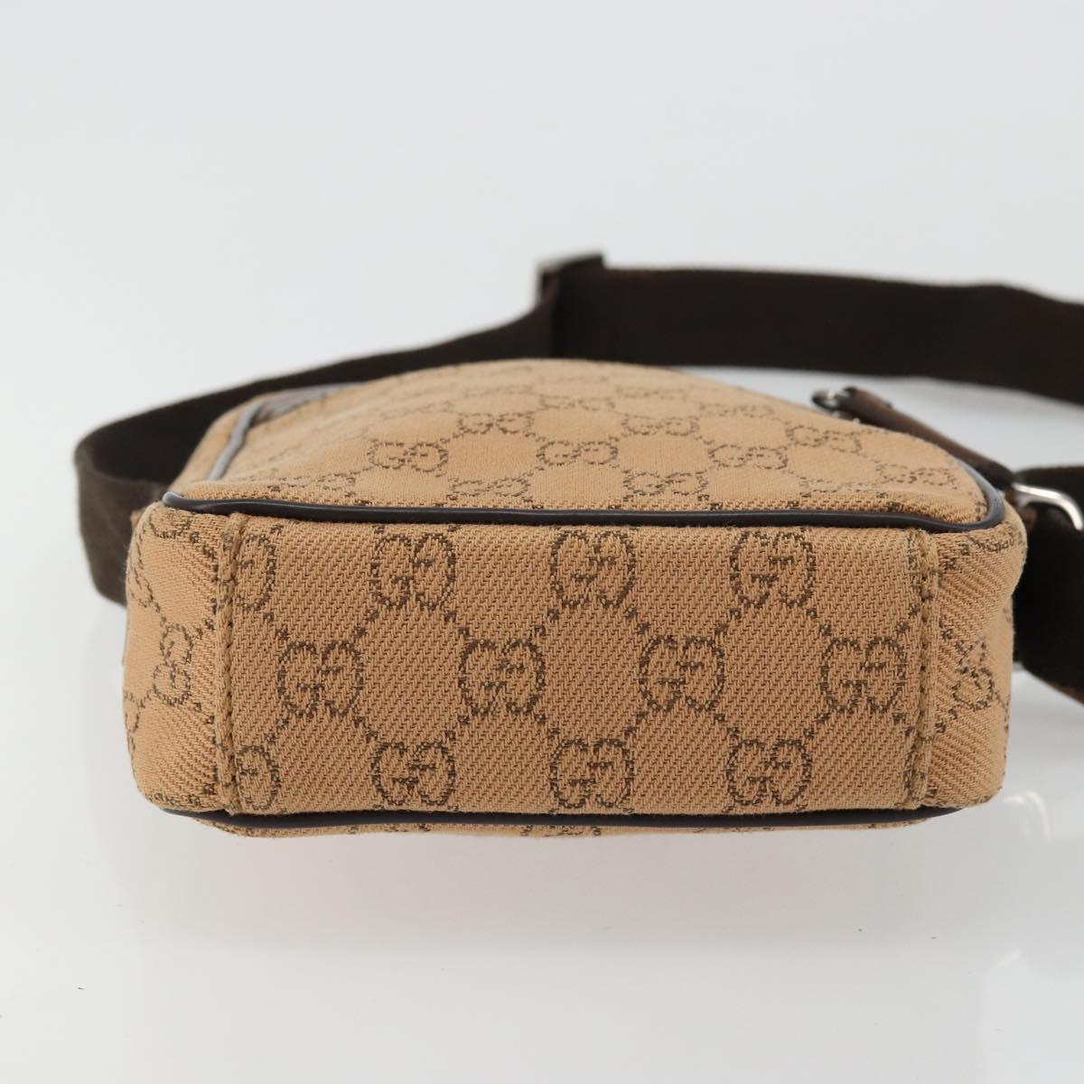 GUCCI GG Canvas Shoulder Bag Beige Silver 101680 Auth bs34651