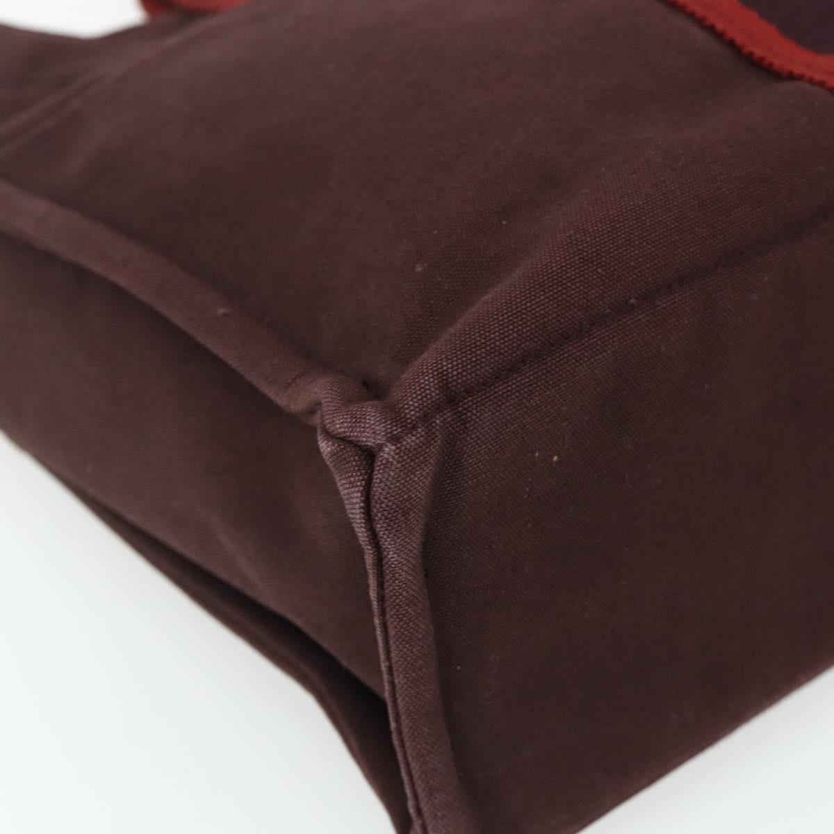 HERMES Fourre Tout MM Hand Bag Cotton Bordeaux Silver Auth bs34654