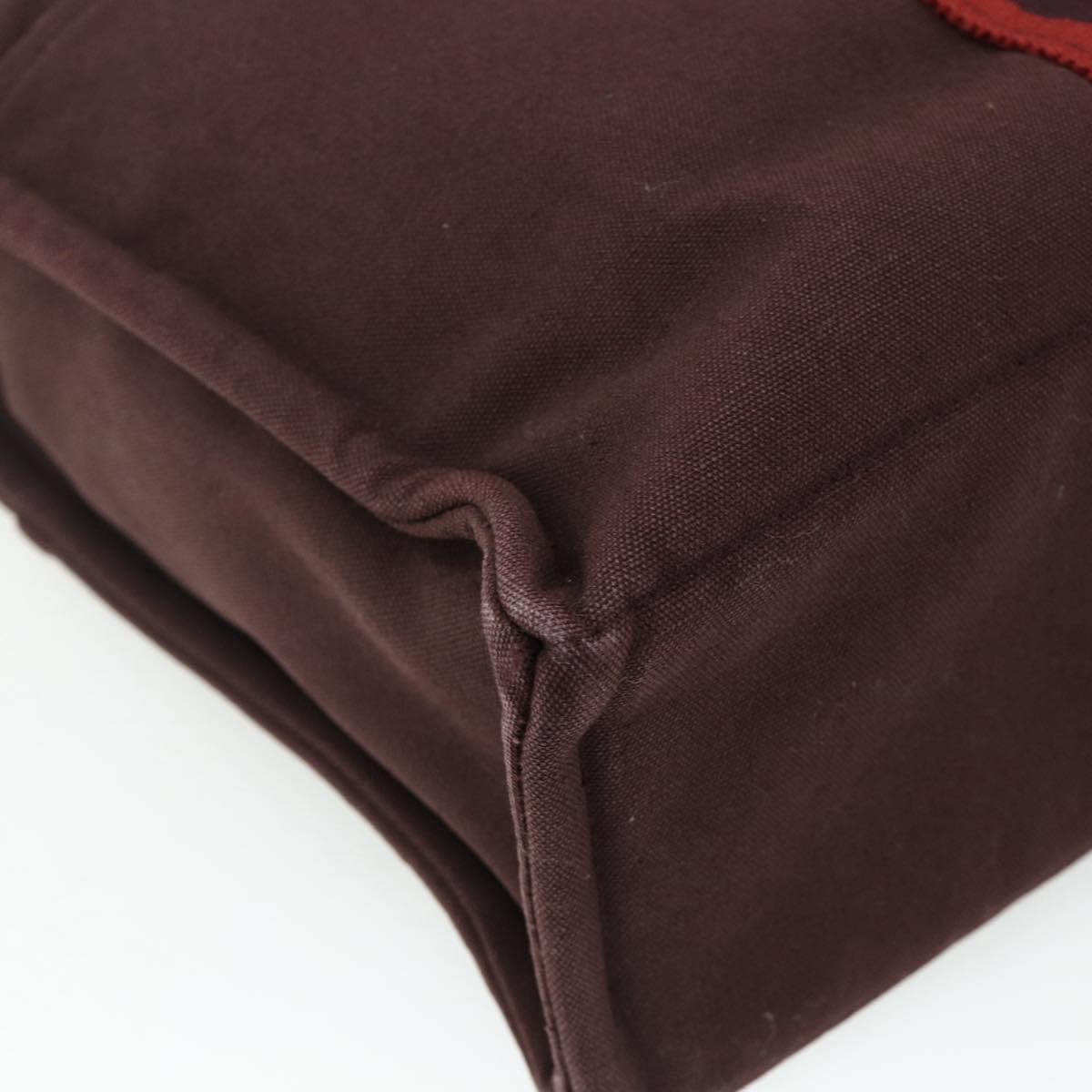 HERMES Fourre Tout MM Hand Bag Cotton Bordeaux Silver Auth bs34654