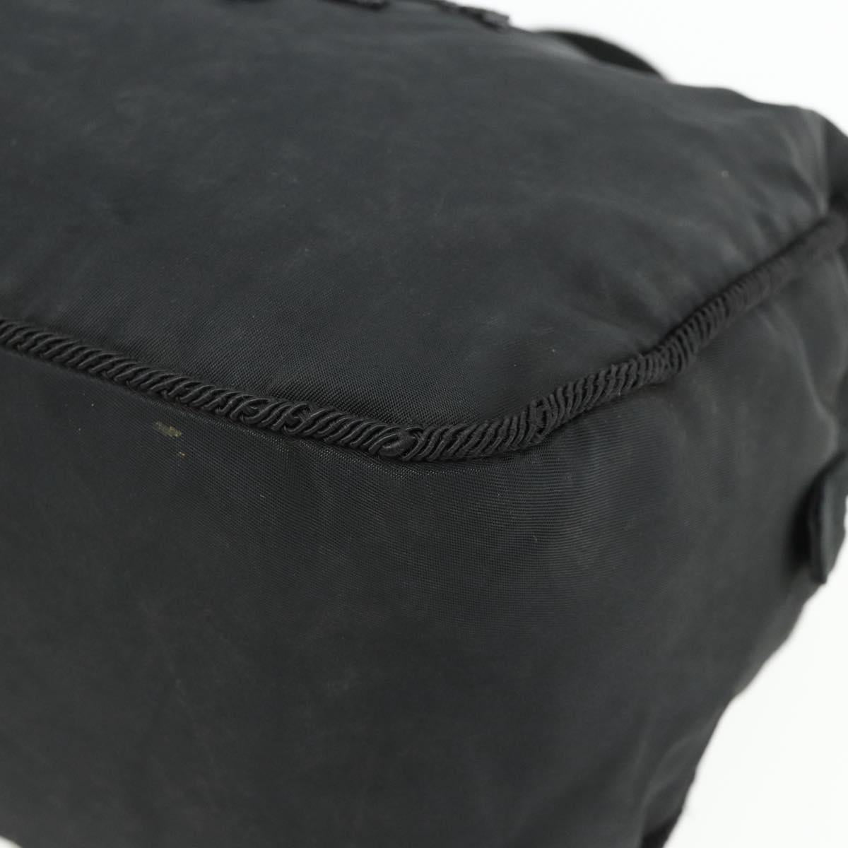 PRADA Hand Bag Nylon Black Silver Auth bs34655A