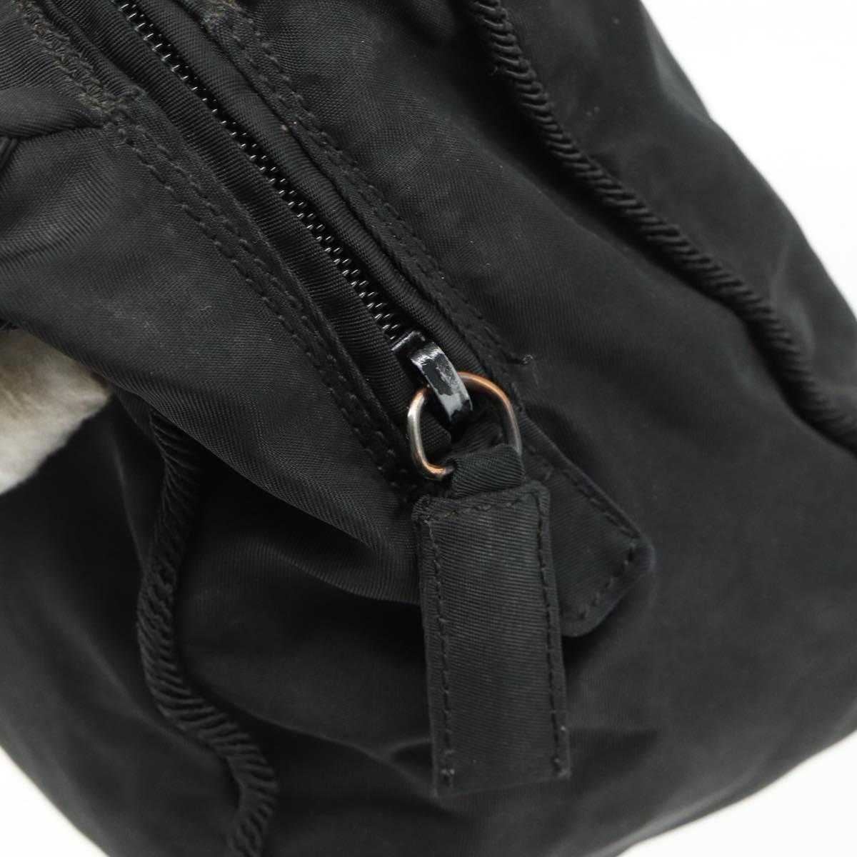PRADA Hand Bag Nylon Black Silver Auth bs34655A
