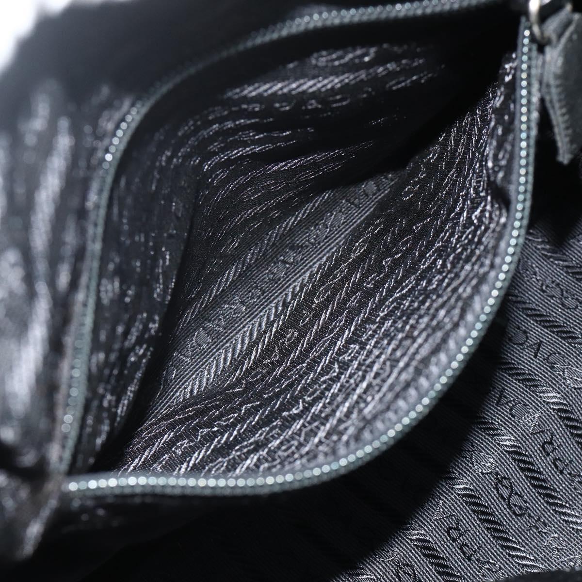 PRADA Hand Bag Nylon Black Silver Auth bs34655A