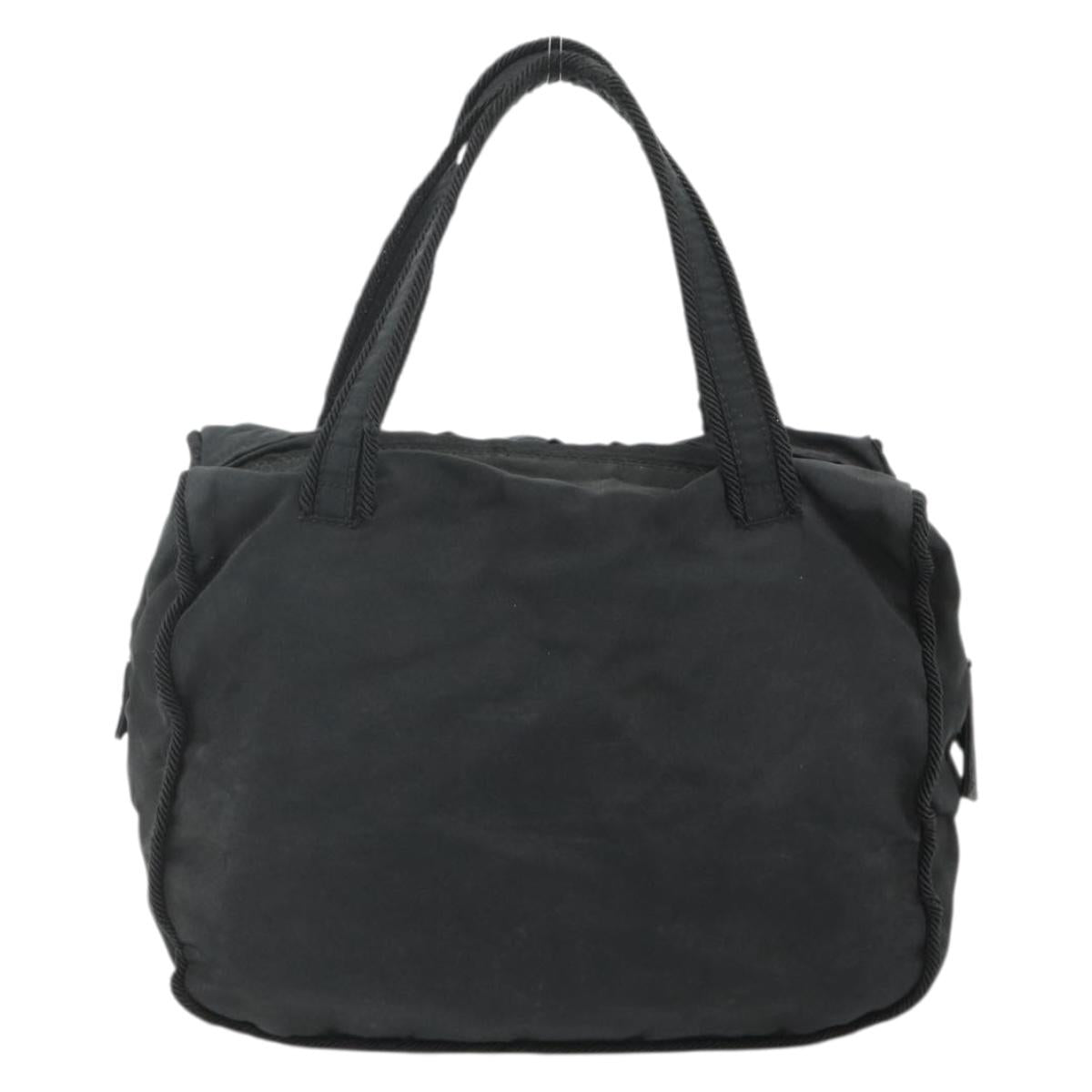 PRADA Hand Bag Nylon Black Silver Auth bs34655A