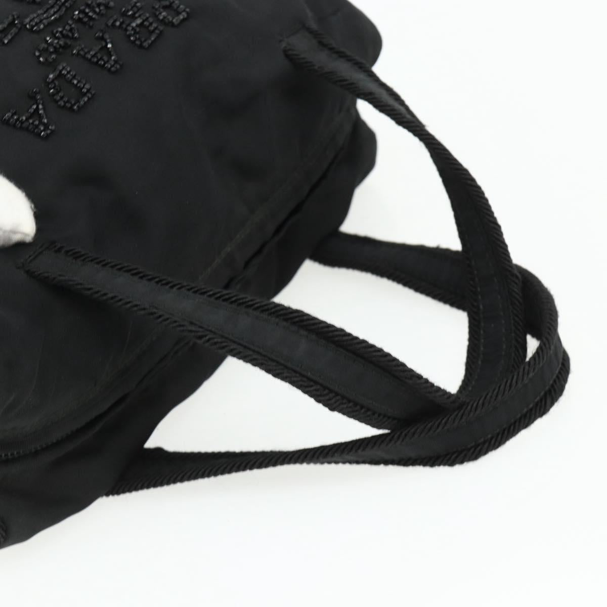 PRADA Hand Bag Nylon Black Silver Auth bs34655A