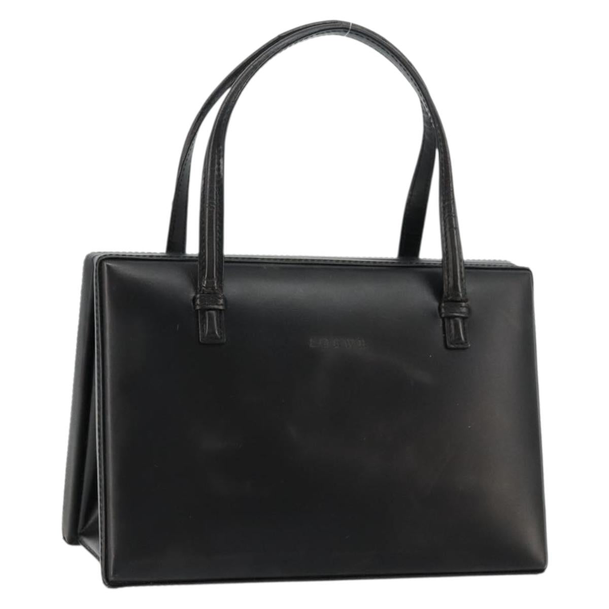 LOEWE Hand Bag Leather Black Gold Auth bs34657