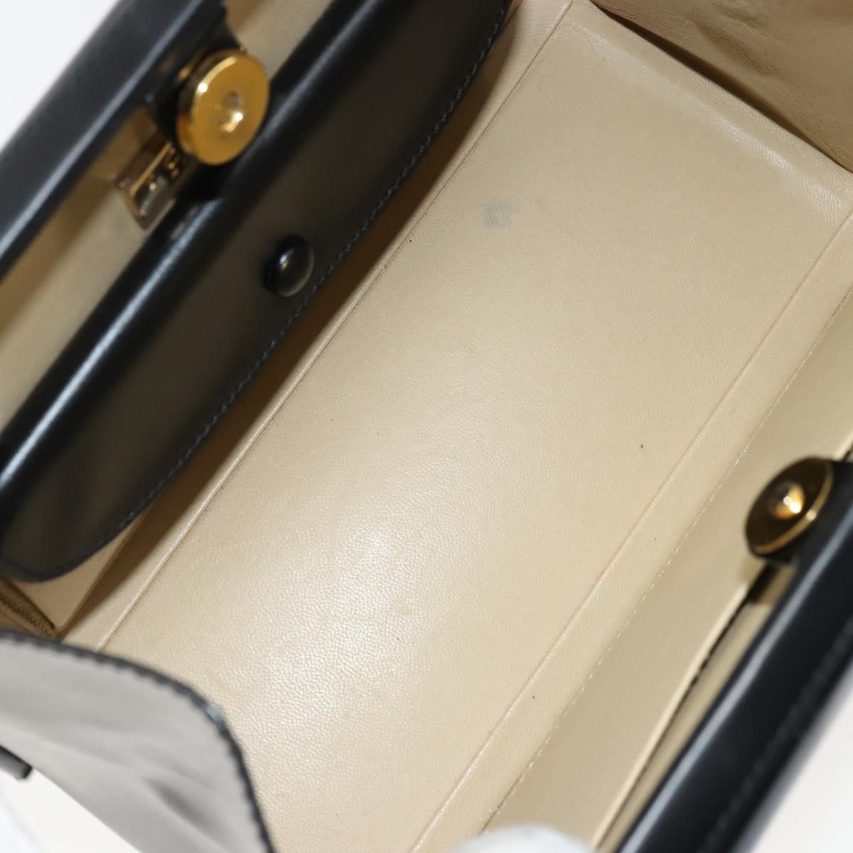 LOEWE Hand Bag Leather Black Gold Auth bs34657