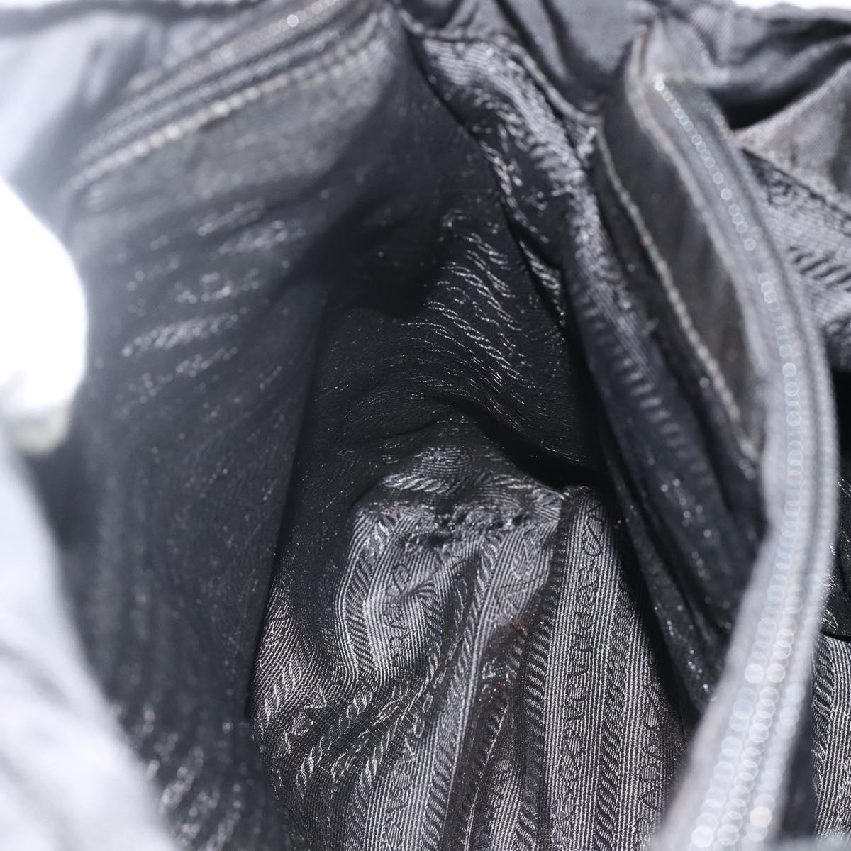 PRADA Hand Bag Nylon Black Silver Auth bs34658