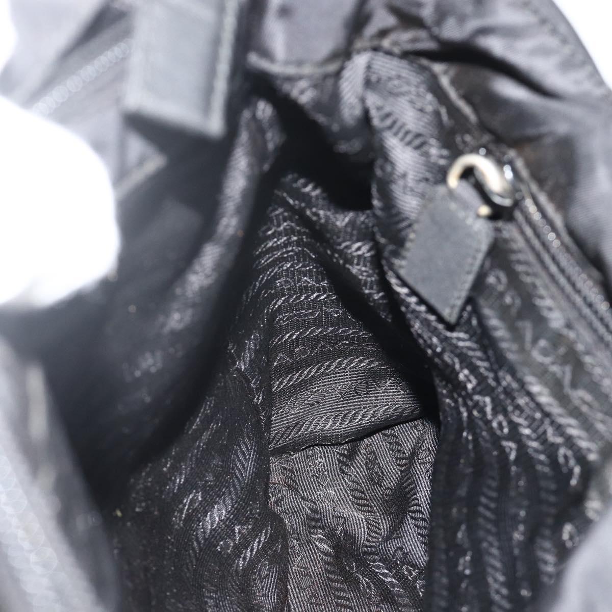 PRADA Hand Bag Nylon Black Silver Auth bs34658