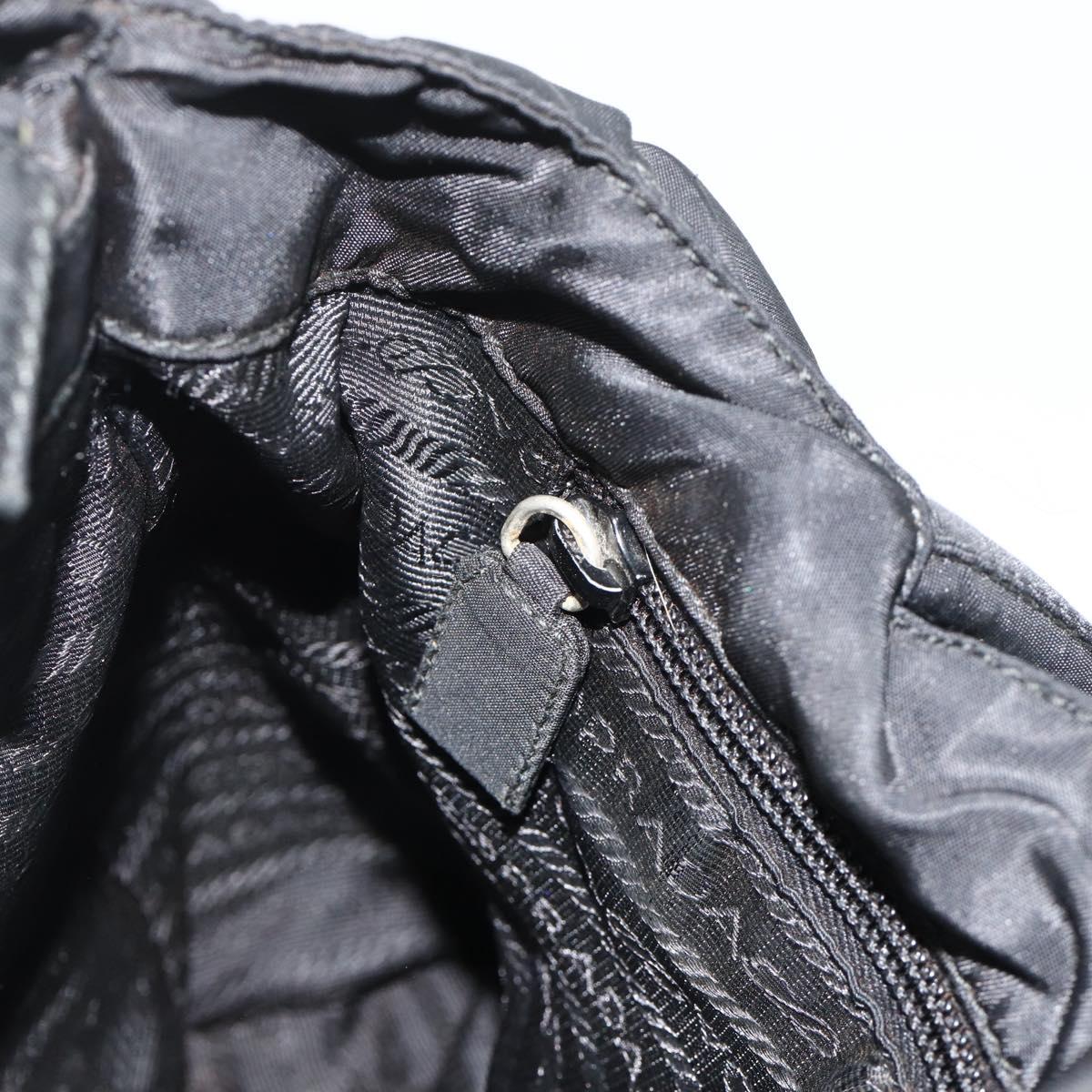 PRADA Hand Bag Nylon Black Silver Auth bs34658