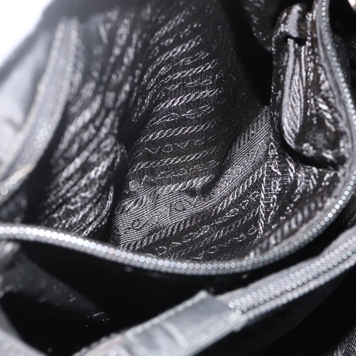 PRADA Hand Bag Nylon Black Silver Auth bs34658