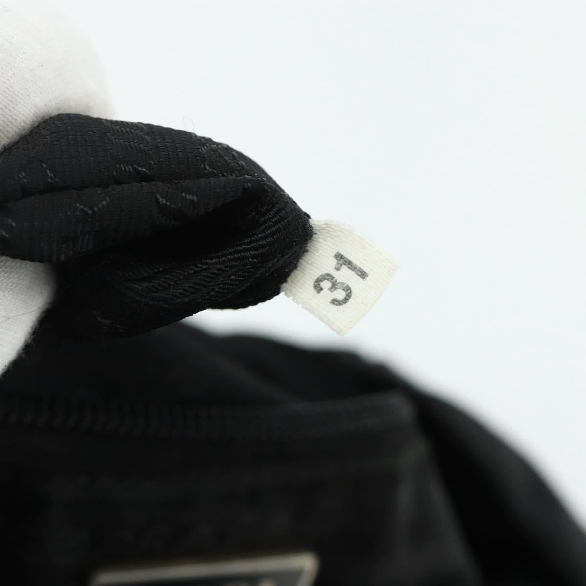 PRADA Hand Bag Nylon Black Silver Auth bs34658