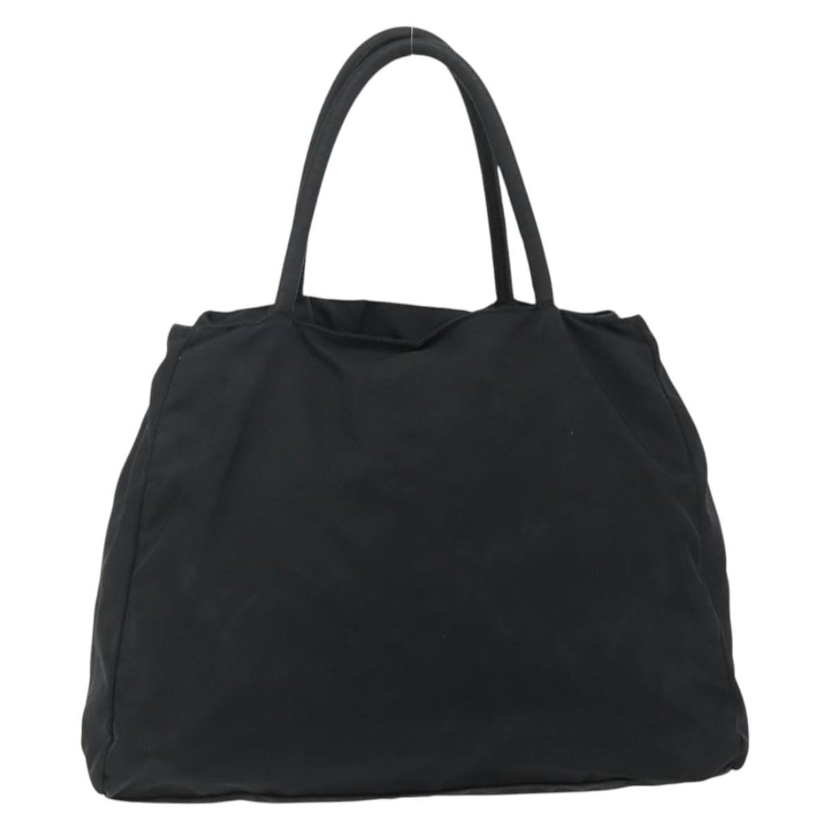 PRADA Hand Bag Nylon Black Silver Auth bs34658