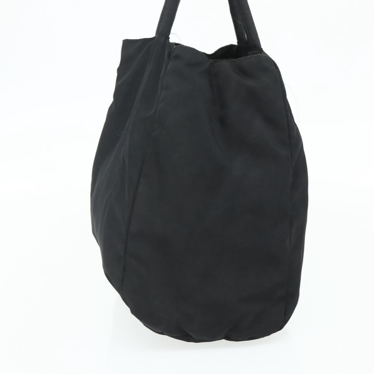 PRADA Hand Bag Nylon Black Silver Auth bs34658
