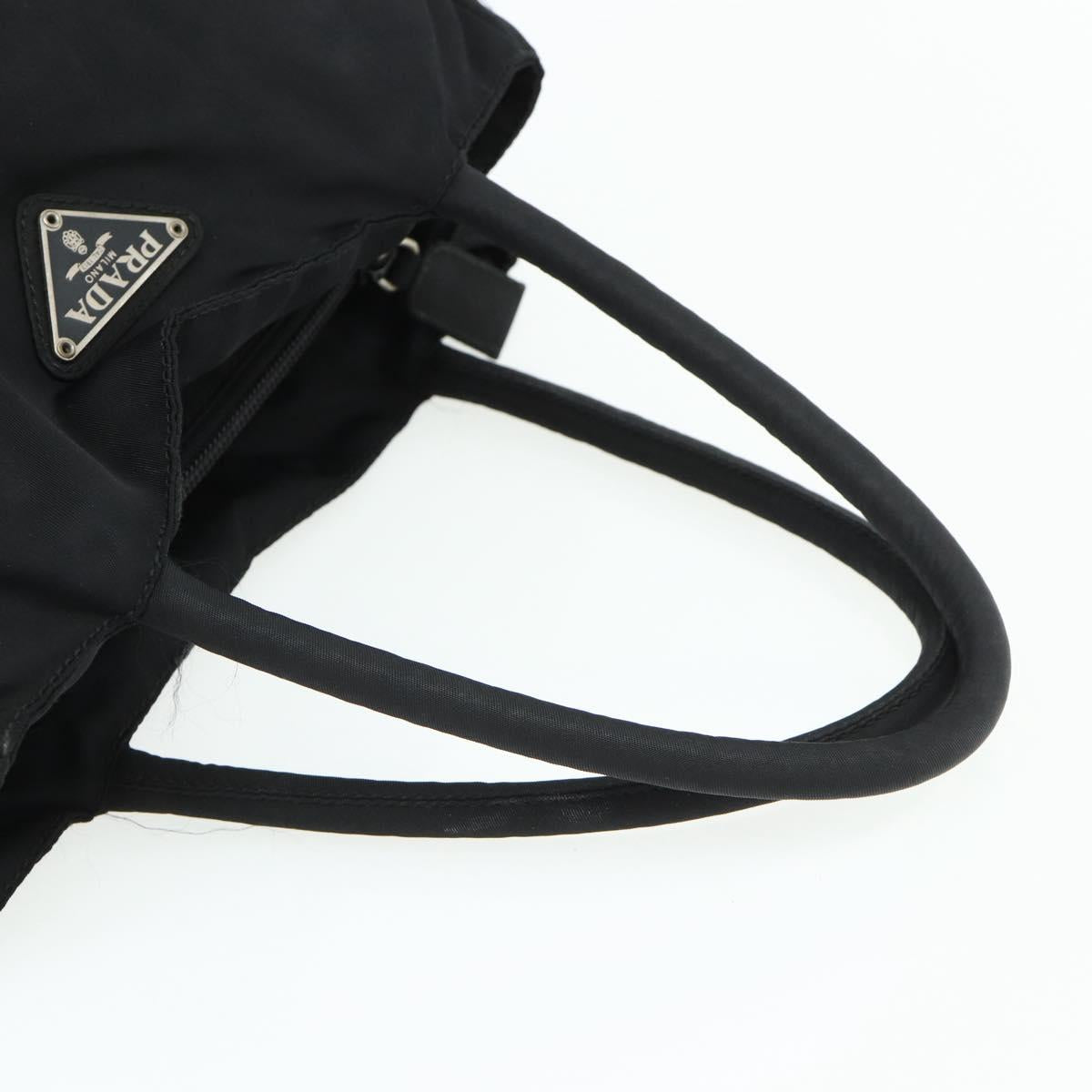 PRADA Hand Bag Nylon Black Silver Auth bs34658