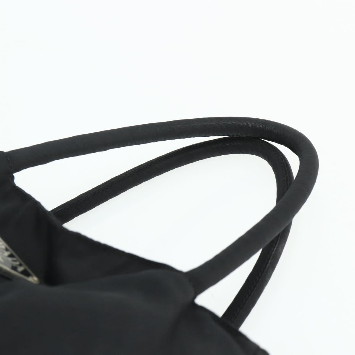 PRADA Hand Bag Nylon Black Silver Auth bs34658