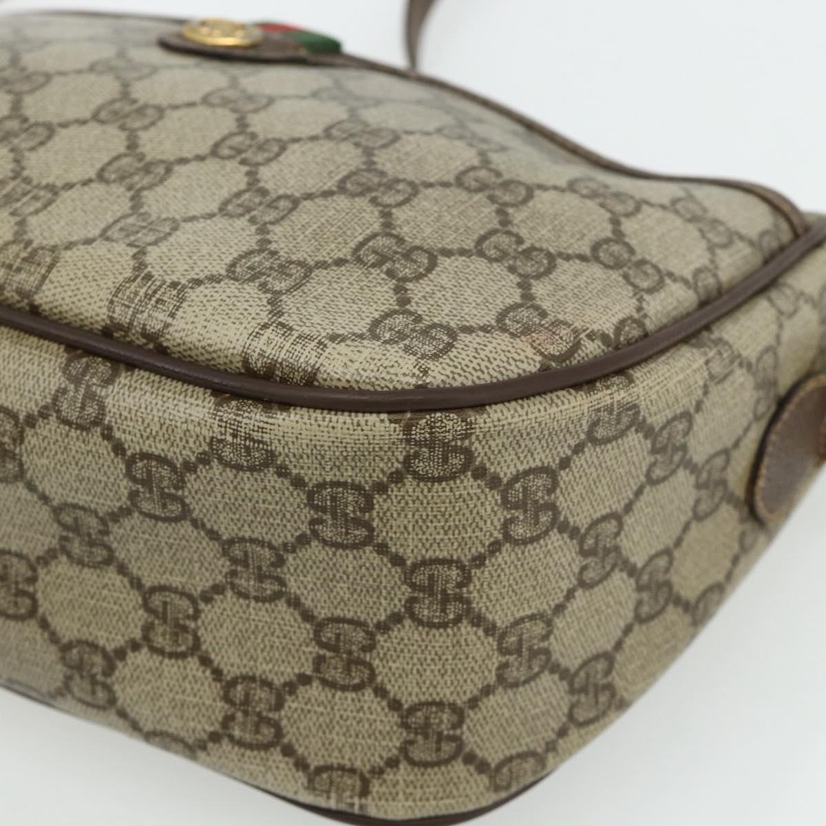 GUCCI GG Supreme Web Sherry Line Bag PVC Beige Gold 89 02 077 Auth bs34659