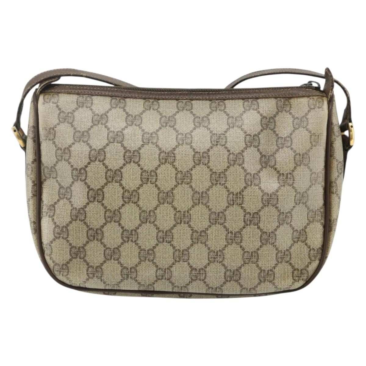 GUCCI GG Supreme Web Sherry Line Bag PVC Beige Gold 89 02 077 Auth bs34659