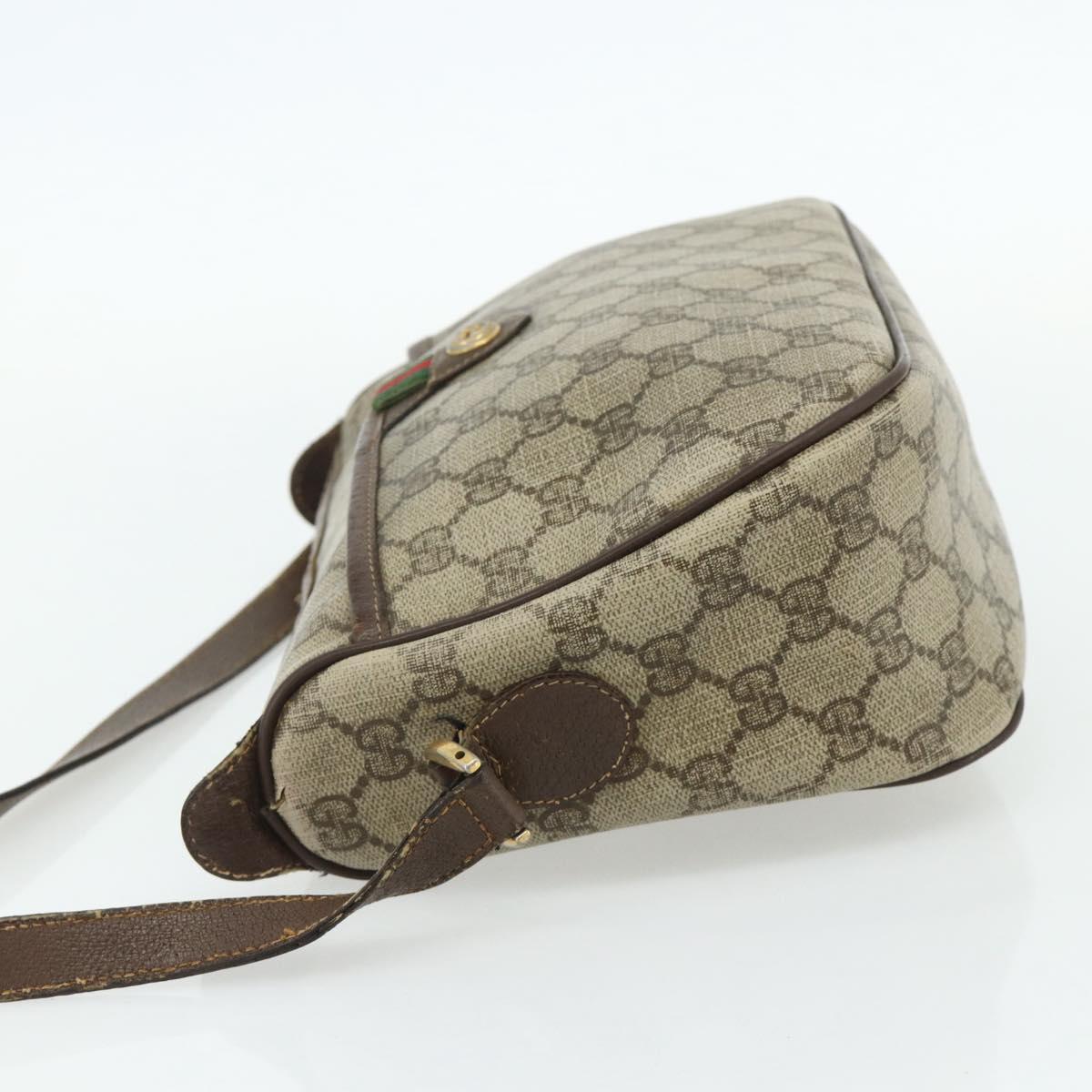GUCCI GG Supreme Web Sherry Line Bag PVC Beige Gold 89 02 077 Auth bs34659