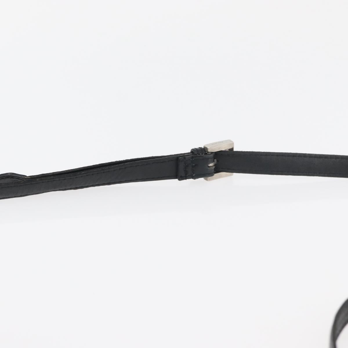 VERSACE Shoulder Bag Leather Black Silver Auth bs34660
