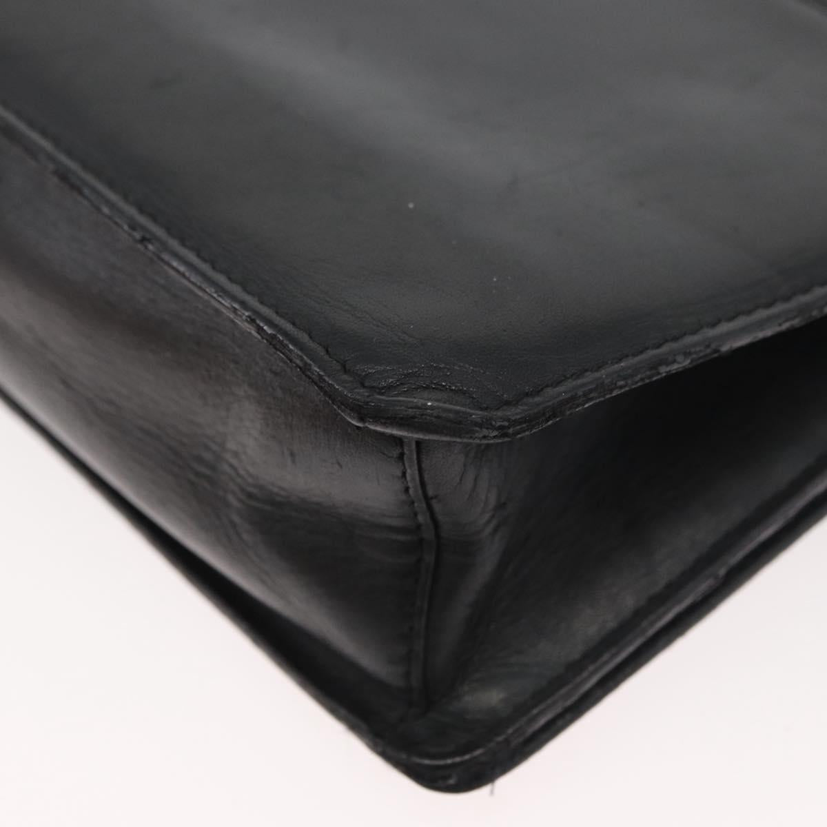VERSACE Shoulder Bag Leather Black Silver Auth bs34660
